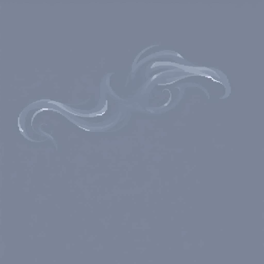 A dynamic pixel animation showcasing small gray horizontal smoke streams that elegantly appear and disappear across the screen