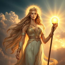 A breathtaking woman depicted as a majestic goddess, exuding power and beauty