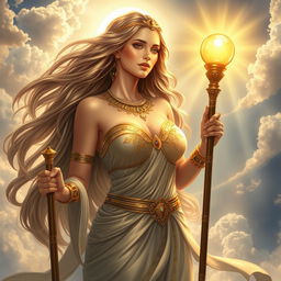 A breathtaking woman depicted as a majestic goddess, exuding power and beauty