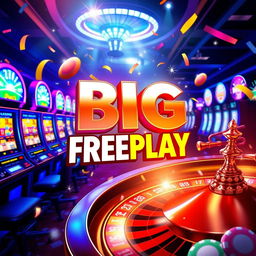 A vibrant and exciting promotional image for a casino event titled 'Big Freeplay'