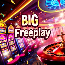 A vibrant and exciting promotional image for a casino event titled 'Big Freeplay'