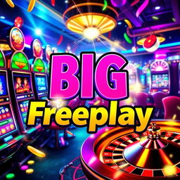 A vibrant and exciting promotional image for a casino event titled 'Big Freeplay'