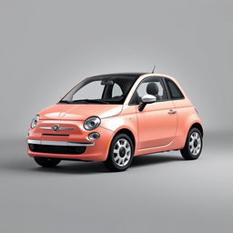 A sleek Fiat 500 in a vibrant and stylish color, beautifully parked against a smooth, minimalist gray background