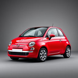 A sleek Fiat 500 in a vibrant and stylish color, beautifully parked against a smooth, minimalist gray background