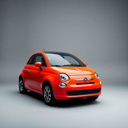 A sleek Fiat 500 in a vibrant and stylish color, beautifully parked against a smooth, minimalist gray background