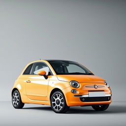 A sleek Fiat 500 in a vibrant and stylish color, beautifully parked against a smooth, minimalist gray background