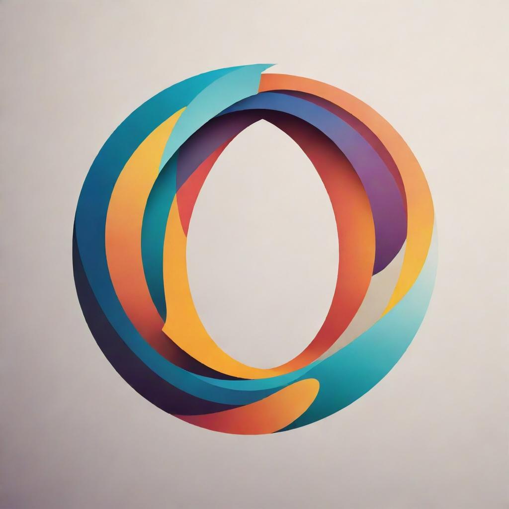 A stunning and abstract design focused on the letter 'O', using a mixture of warm and cool colors to emphasize the dynamics and beauty of the alphabet.