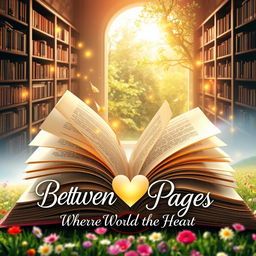 A captivating book cover design for the story titled 'Between the Pages: Where Words Meet Heart