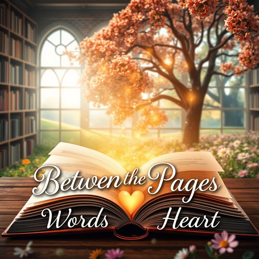 A captivating book cover design for the story titled 'Between the Pages: Where Words Meet Heart