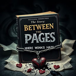 A powerful and evocative book cover design for the story titled 'Between the Pages: Where Words Meet Hate