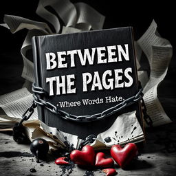 A powerful and evocative book cover design for the story titled 'Between the Pages: Where Words Meet Hate