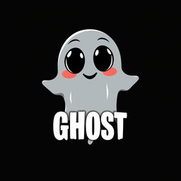 A logo design featuring a stylized ghost with big black eyes