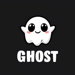 A logo design featuring a stylized ghost with big black eyes