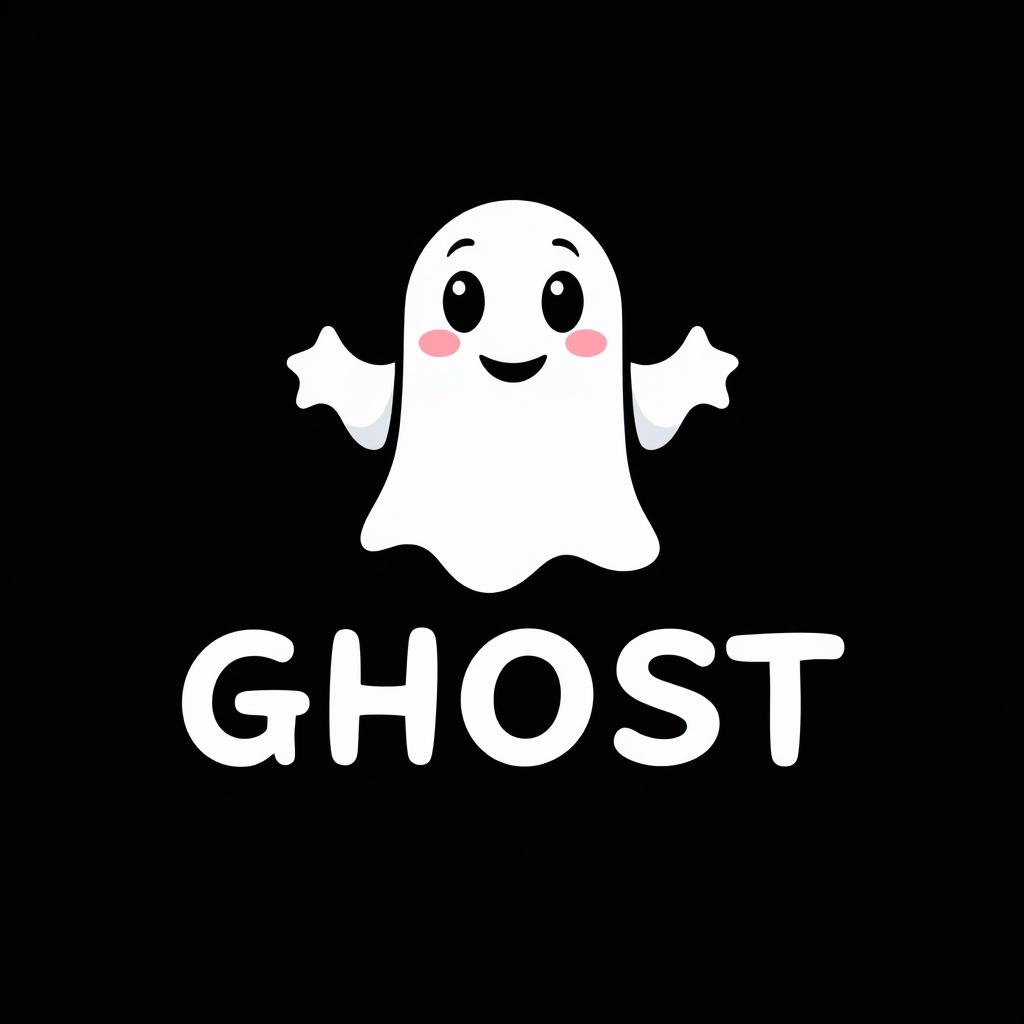 A logo design featuring a whimsical ghost character, with a friendly and approachable appearance