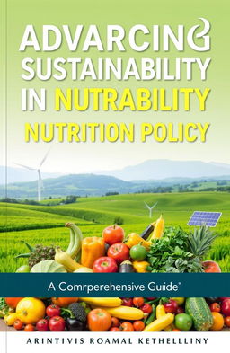 A visually compelling book cover for 'Advancing Sustainability in Nutrition Policy'