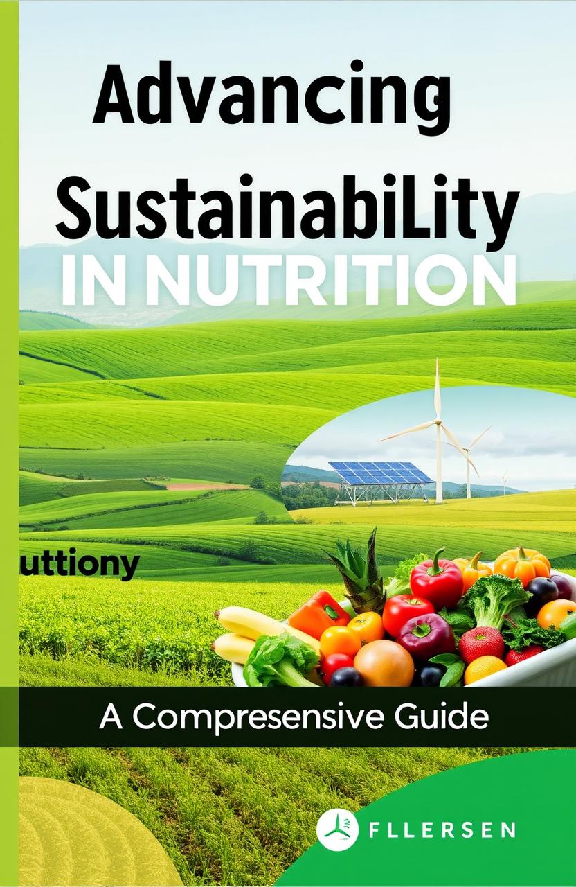 A visually compelling book cover for 'Advancing Sustainability in Nutrition Policy'