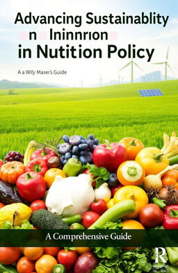 A visually compelling book cover for 'Advancing Sustainability in Nutrition Policy'