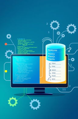 A visually appealing digital illustration representing the concept of computer science focusing on Python programming and MySQL databases