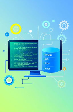 A visually appealing digital illustration representing the concept of computer science focusing on Python programming and MySQL databases