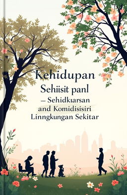 Aesthetic book cover for an educational book titled 'Kehidupan Sosial dan Kondisi Lingkungan Sekitar'