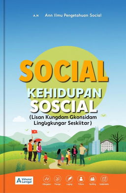 A modern book cover design for an IPS (Ilmu Pengetahuan Sosial) title called "Kehidupan Sosial dan Kondisi Lingkungan Sekitar"