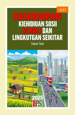 A book cover for an IPS book titled 'Kehidupan Sosial dan Kondisi Lingkungan Sekitar'