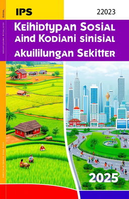 A book cover for an IPS book titled 'Kehidupan Sosial dan Kondisi Lingkungan Sekitar'