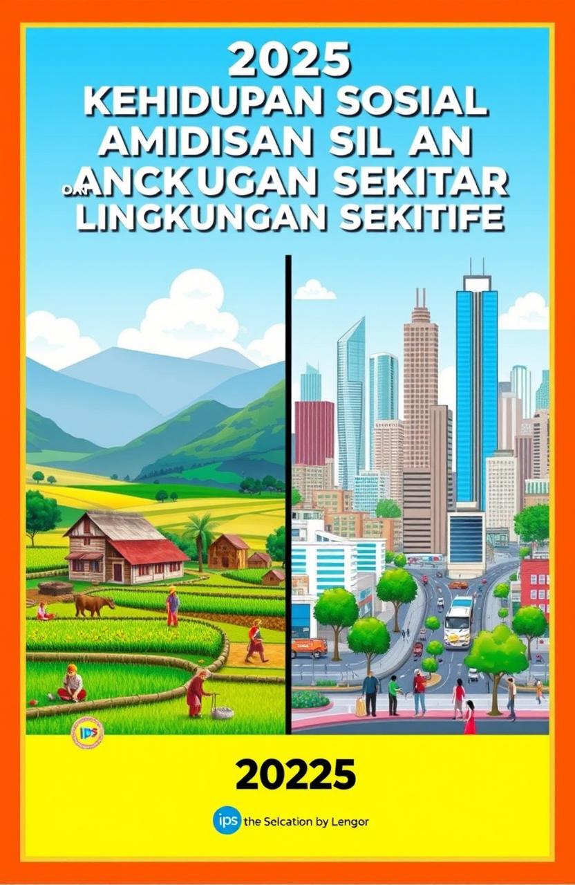 A book cover for an IPS book titled 'Kehidupan Sosial dan Kondisi Lingkungan Sekitar'