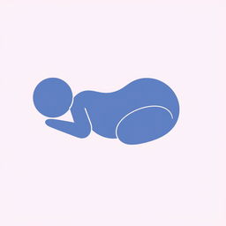 An oversimplified figure viewed from the side, lying in a fetal position