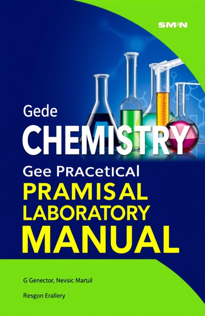 A detailed and organized chemistry practical laboratory manual cover design, featuring a sleek layout