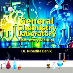 A visually engaging cover design for a General Chemistry Laboratory Manual, featuring the title 'General Chemistry Laboratory Manual' in bold, modern typography at the center