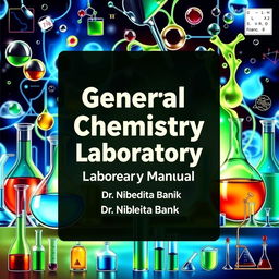 A visually engaging cover design for a General Chemistry Laboratory Manual, featuring the title 'General Chemistry Laboratory Manual' in bold, modern typography at the center