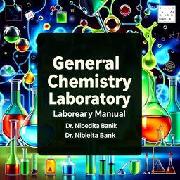 A visually engaging cover design for a General Chemistry Laboratory Manual, featuring the title 'General Chemistry Laboratory Manual' in bold, modern typography at the center