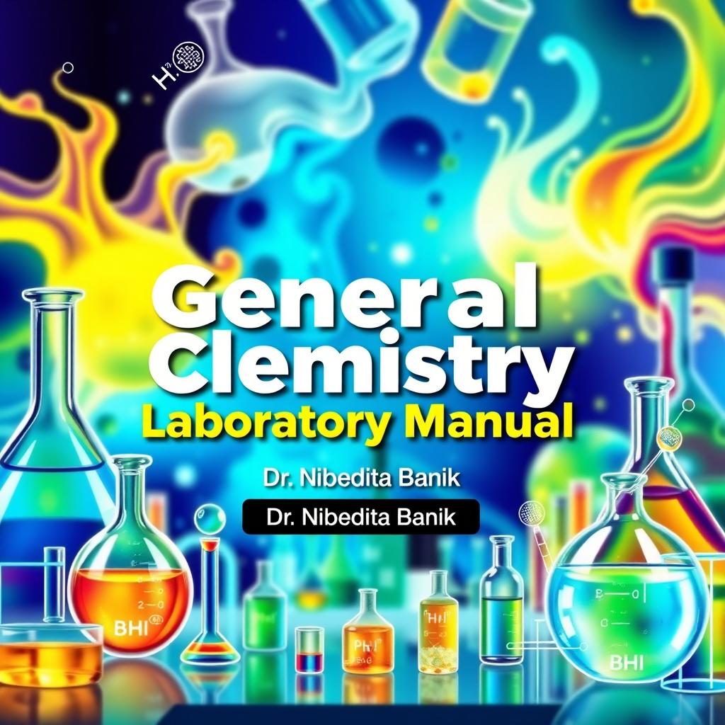 A visually engaging cover design for a General Chemistry Laboratory Manual, featuring the title 'General Chemistry Laboratory Manual' in bold, modern typography at the center