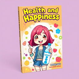 A playful and colorful book cover featuring a cheerful girl holding a bottle of Yakult