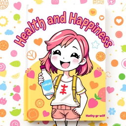 A playful and colorful book cover featuring a cheerful girl holding a bottle of Yakult