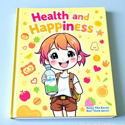 A playful and colorful book cover featuring a cheerful girl holding a bottle of Yakult