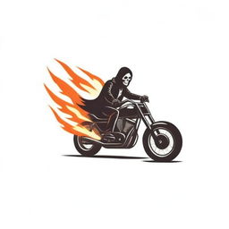 Design a ghost rider logo with mystical and magical elements. The rider should be on a flaming motorcycle, cloaked in a ghostly aura.