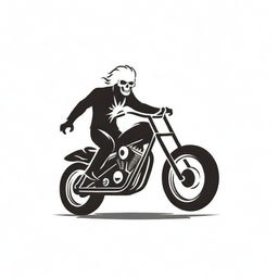 Design a ghost rider logo with mystical and magical elements. The rider should be on a flaming motorcycle, cloaked in a ghostly aura.