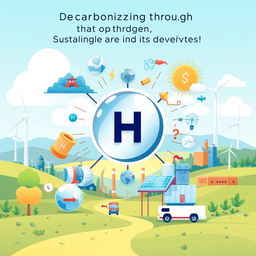 An impactful illustration focused solely on hydrogen's role in decarbonization