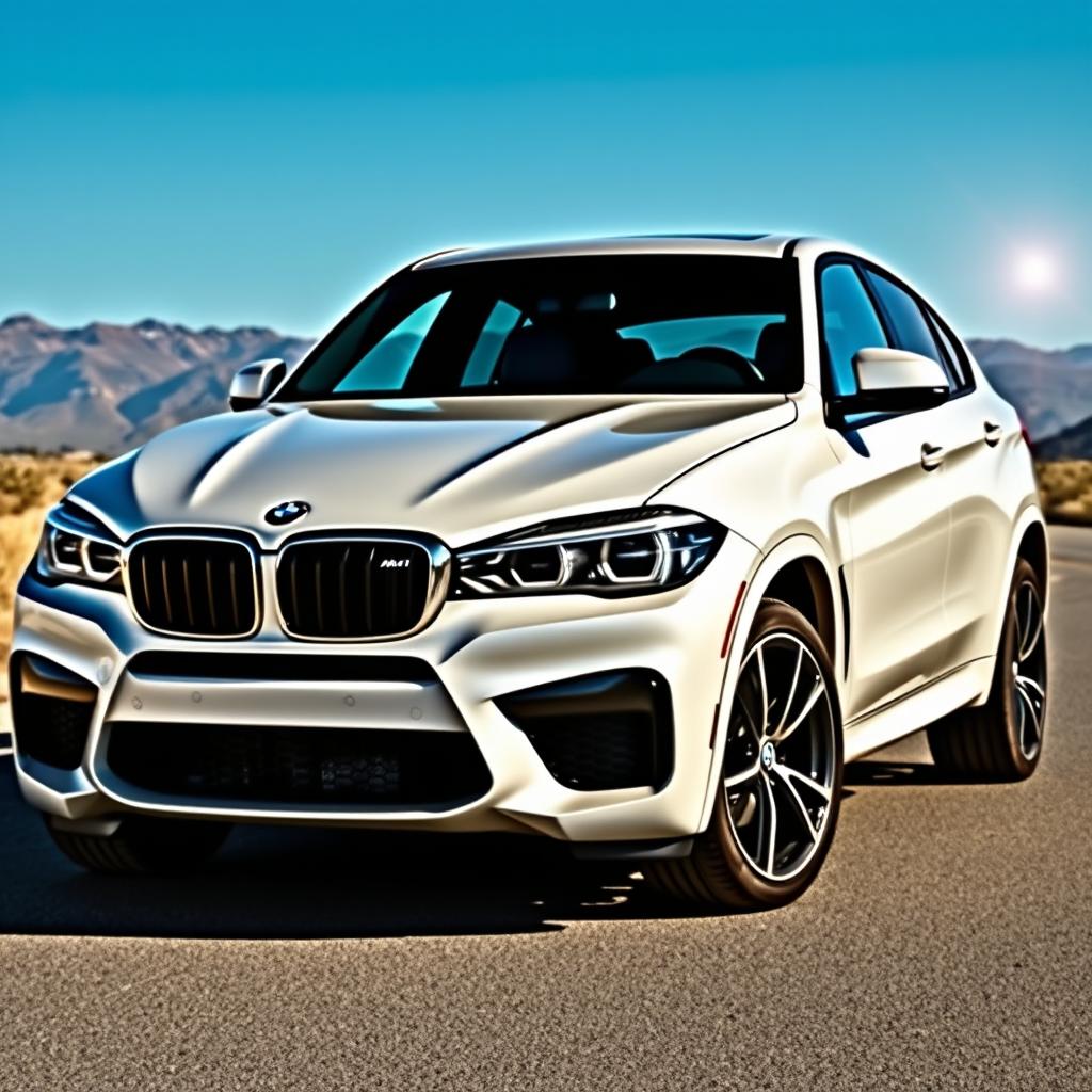 A sleek and powerful BMW X6 M parked in a dynamic outdoor setting, showcasing its aggressive stance and sporty design