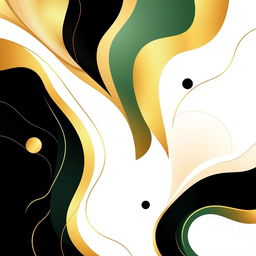 An abstract background featuring a harmonious blend of gold, black, white, and dark green colors