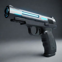 A futuristic, sleek and high tech sci-fi gun with dynamic light effects