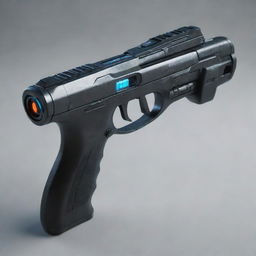 A futuristic, sleek and high tech sci-fi gun with dynamic light effects