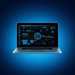 A captivating book cover design featuring a sleek, modern laptop opened to display complex diagnostic software on the screen