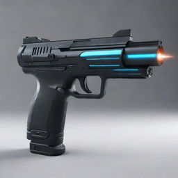 A futuristic, sleek and high tech sci-fi gun with dynamic light effects