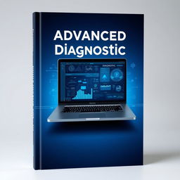 A captivating book cover design that resembles the front cover of a book, featuring a sleek, modern laptop opened to display complex diagnostic software on the screen