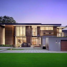 A spacious and modern house with 5 bedrooms and an open-concept kitchen space.