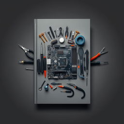 A visually striking book cover design that resembles the front cover of a book, featuring a detailed computer motherboard prominently displayed in the center