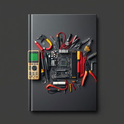 A visually appealing book cover design that resembles the front of a book, prominently featuring a detailed computer motherboard at the center